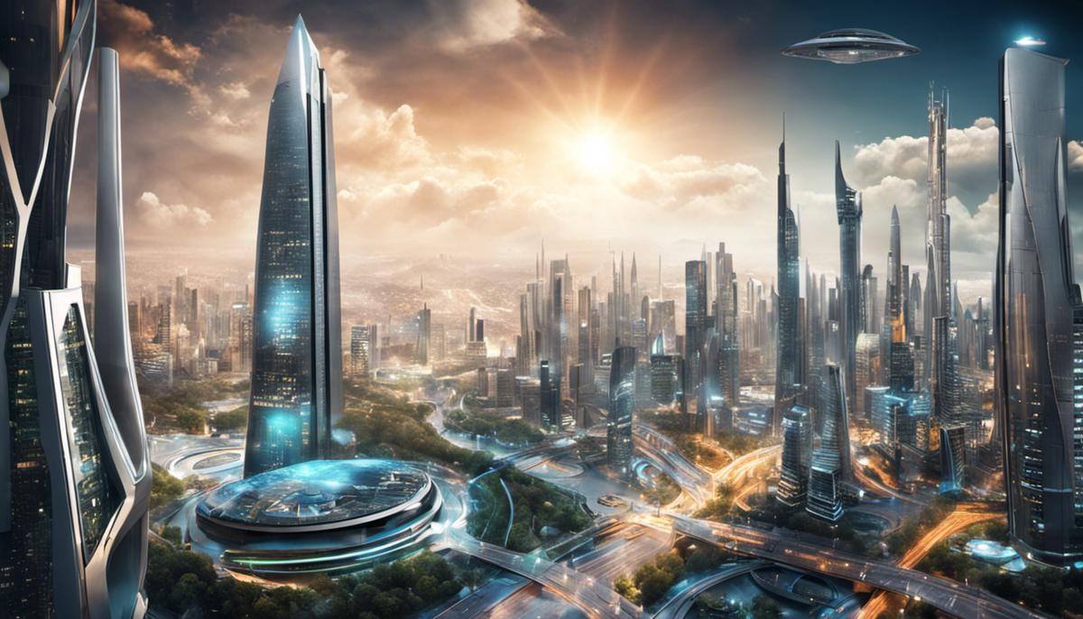 An image showing a futuristic city with various technological elements, representing the ever-changing IT landscape.